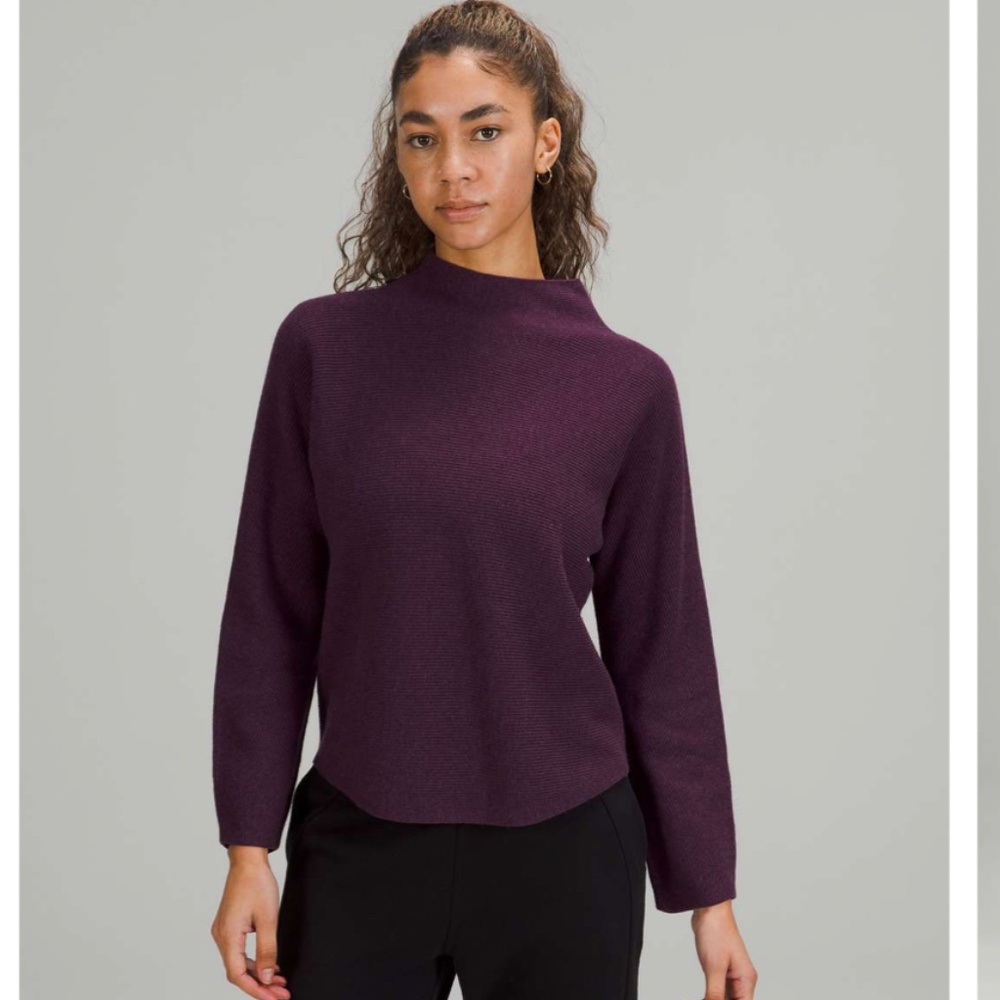 Lululemon Boxy Cotton-Blend Sweater Heathered Vintage Plum Size M/L